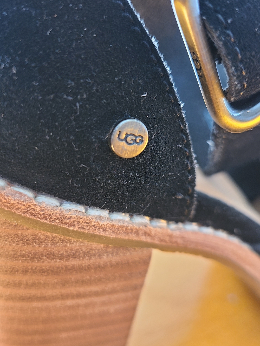 UGG Aja Black Suede Ankle Strap Heels - Picture 14 of 14